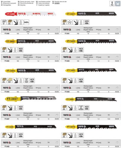 YATO YT-3409 Dekopírfűrészlap T8TPI 115/90 mm HCS (5 db/cs)