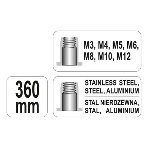 YATO YT-36128 Szegecsanyahúzó M3-M12 360 mm