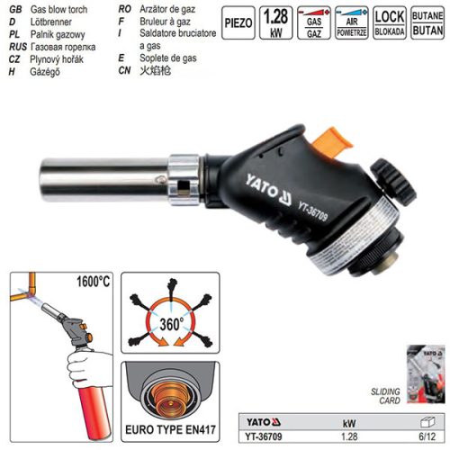YATO YT-36709 Gázégő pisztoly piezo 1,28kW 1600°C