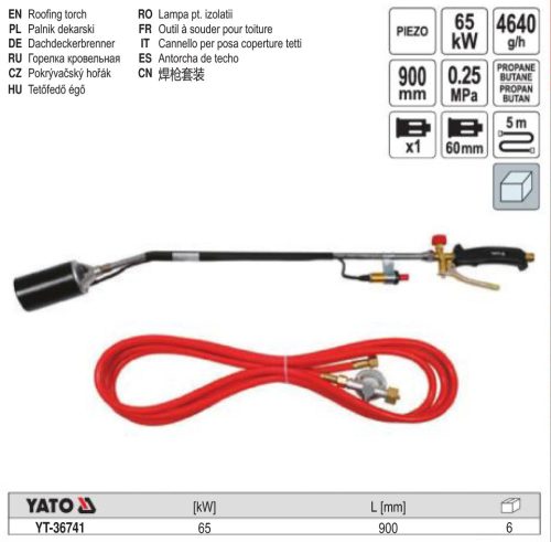 YATO YT-36741 Gázégő 8 kW 900 mm, 5 m tömlővel (perzselő)