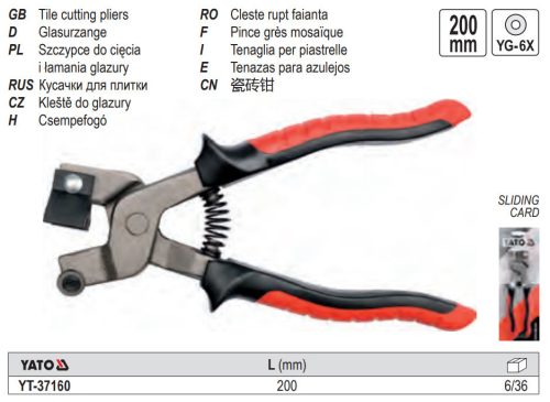 YATO YT-37160 Csempefogó 200 mm