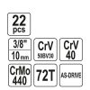 YATO YT-38561 Dugókulcs készlet 22 részes 3/8" 6-22 mm CrV