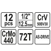 YATO YT-38671 Dugókulcs készlet 12 részes 1/2" 10-24 mm CrV