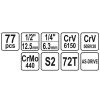 YATO YT-38781 Dugókulcs készlet 77 részes 1/4", 1/2" CrV