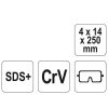 YATO YT-4720 Hegyes vésőszár 250 mm SDS-Plus