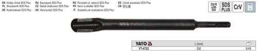 YATO YT-4722 Horonyvésőszár 250 mm SDS-Plus
