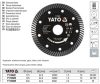 YATO YT-59982 Gyémánt vágókorong 125 x 1,3 x 10 x 22,2 mm turbó