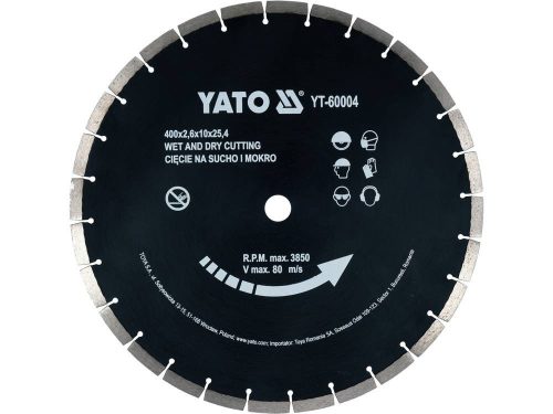 YATO YT-60004 Gyémánt vágókorong 400 x 3,6 x 10,0 x 25,4 mm szegmentált
