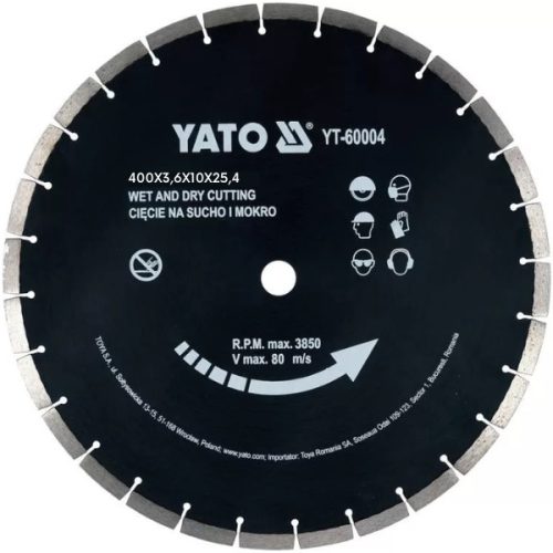 YATO YT-60004 Gyémánt vágókorong 400 x 3,6 x 10,0 x 25,4 mm szegmentált