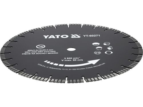 YATO YT-60271 Gyémánt vágótárcsa járdalapokhoz és betonhoz vágógépre 400 x 25,4 mm
