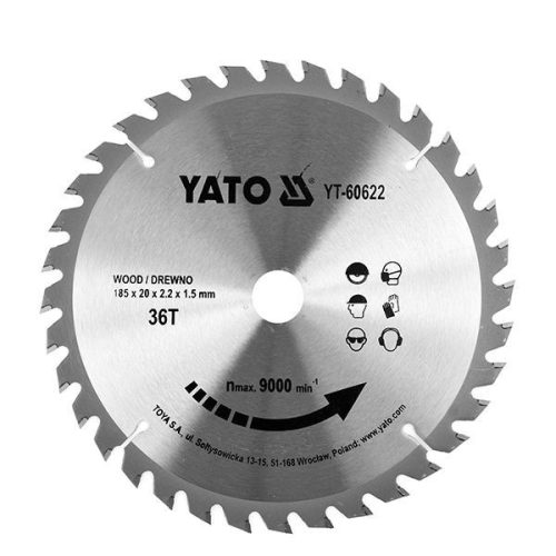 YATO YT-60622 Fűrésztárcsa fához 185 x 20 x 1,5 mm / 36T