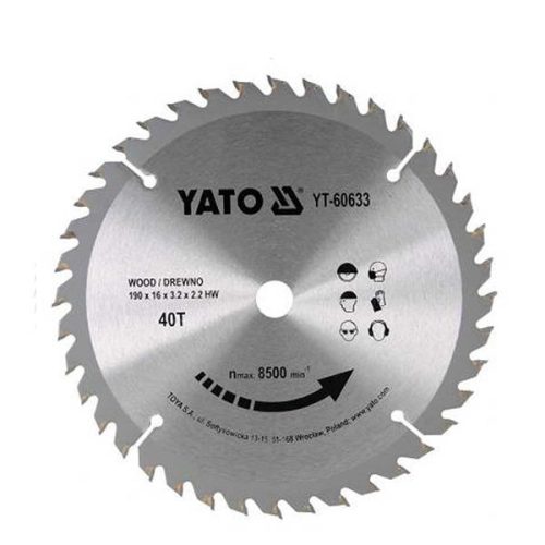 YATO YT-60633 Fűrésztárcsa fához 190 x 16 x 2,2 mm / 40T