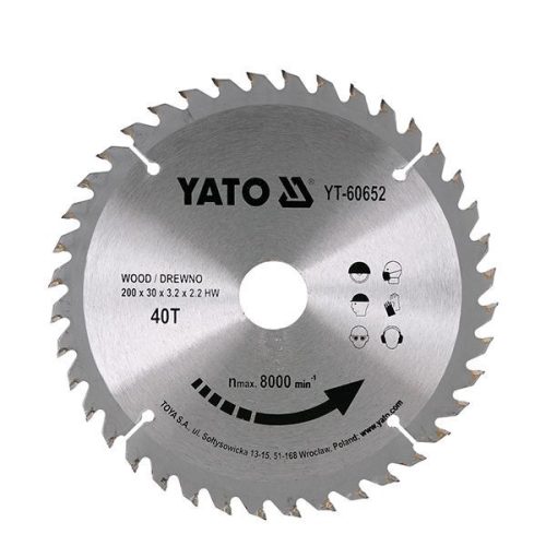 YATO YT-60652 Fűrésztárcsa fához 200 x 30 x 2,2 mm / 40T