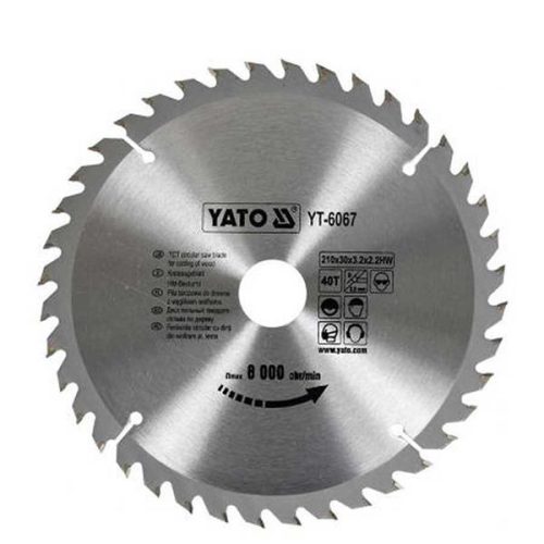 YATO YT-6067 Fűrésztárcsa fához 210 x 30 x 2,2 mm / 40T