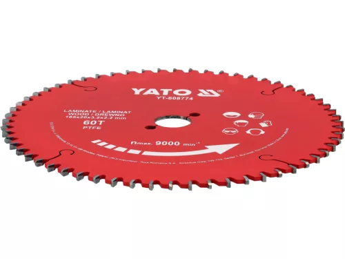 YATO YT-608774 TCT fűrészlap PTFE-bevonattal laminált anyaghoz, 185×20 mm, 60 fogú