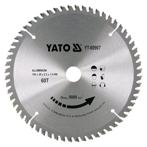 YATO YT-60907 Fűrésztárcsa alumíniumhoz 180 x 20 x 1,5 mm / 60T