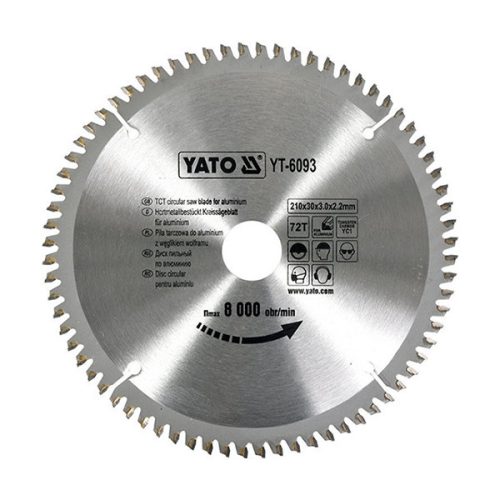 YATO YT-6093 Fűrésztárcsa alumíniumhoz 210 x 30 x 2,2 mm / 72T
