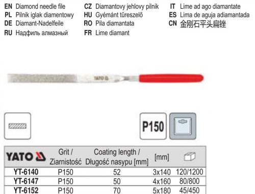 YATO YT-6147 Gyémánt tűreszelő lapos 160 x 50 mm