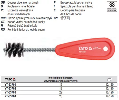 YATO YT-63704 Rézcső tisztító 28 mm