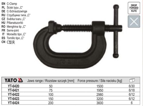 YATO YT-6421 C szorító 75 mm 1950 kg