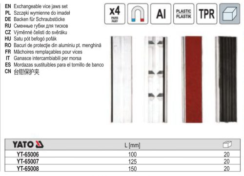 YATO YT-65007 Satu szorítópofa készlet 8 részes (4 pár) 125 mm