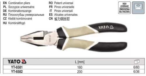 YATO YT-6581 Kombinált fogó 160 mm
