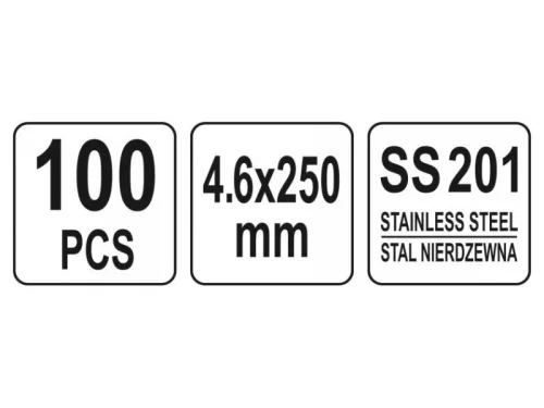 YATO YT-70562 Kábelkötegelő Inox 250 x 4,6 mm (100 db/cs)
