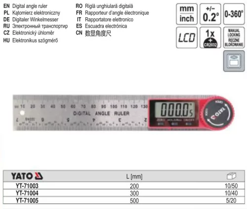 YATO YT-71004 Digitális szögmérő 300 mm
