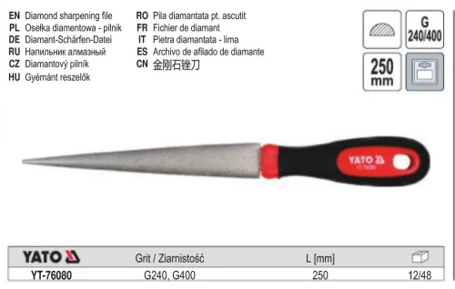 YATO YT-76080 Gyémánt fenőkő nyéllel