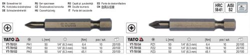YATO YT-78154 Bithegy PZ1 1/4" 50 mm (10 db/cs)