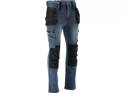 YATO YT-79053 Munkavédelmi farmer hosszúnadrág L/XL-es méret 17 zsebes sötétkék