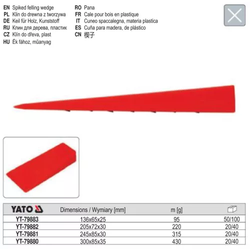YATO YT-79880 Hasítóék 300 mm 430 g műanyag