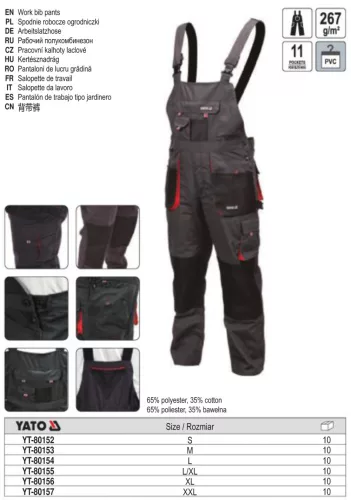 YATO YT-80152 Munkavédelmi kertésznadrág S-es méret 11 zsebes