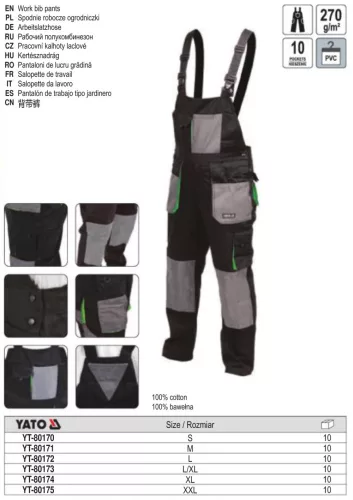 YATO YT-80170 Munkavédelmi kertésznadrág S-es méret PALEA