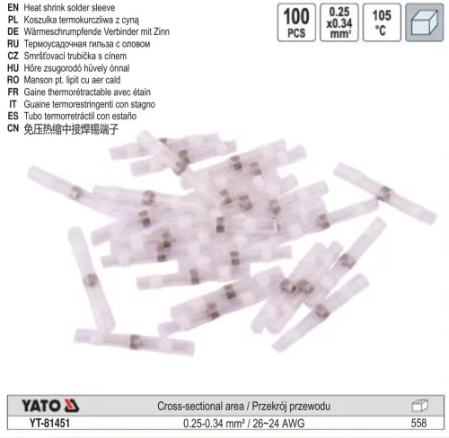 YATO YT-81451 Zsugorcső 0,25-0,34 mm2 (100 db/cs)