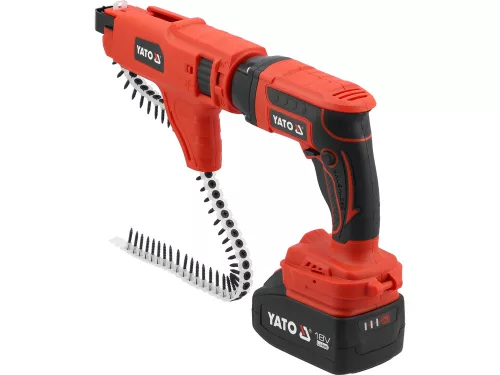 YATO YT-82075 18V gipszkartonbehajtó tárazható 1 x 4 Ah akkuval és töltővel kofferben