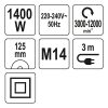 YATO YT-82099 Elektromos sarokcsiszoló fordulatszám szabályzós 125 mm 1400 W