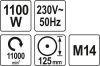 YATO YT-82100 Elektromos sarokcsiszoló M14 125 mm 1100 W