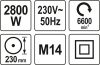 YATO YT-82110 Elektromos sarokcsiszoló M14 230 mm 2800 W