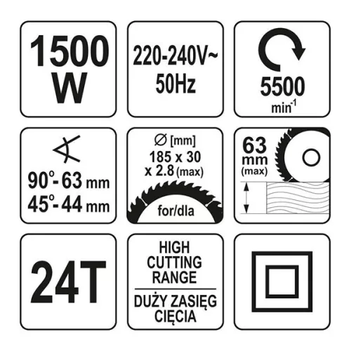 YATO YT-82151 Elektromos körfűrész 185 mm 1500 W