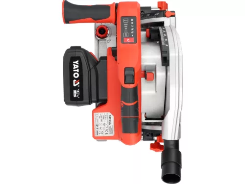 YATO YT-821701 Akkumulátoros merülőfűrész 18V 4Ah 140mm szénkefe nélküli motor + vezetősín (1db 4Ah akku +töltő)
