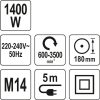 YATO YT-82196 Elektromos polírozó M14 180 mm 1400 W