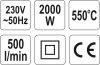 YATO YT-82288 Elektromos hőlégfúvó 550 °C 2000 W