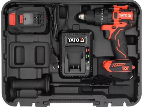 YATO YT-827880 Akkumulátoros fúró-csavarozó szénkefe nélküli motorral 18V (1 x 4.0 Ah + töltő)