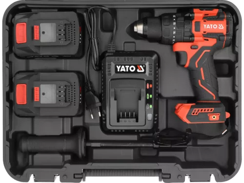 YATO YT-827881 Akkumulátoros fúró-csavarozó szénkefe nélküli motorral 18V (2 x 4.0 Ah + töltő)