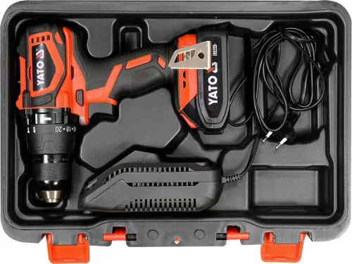 YATO YT-82796 Akkus ütvefúró-csavarozó 42 Nm szénkefe nélküli 18 V Li-Ion (1 x 2,0 Ah akku + töltő)