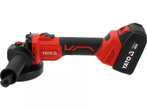 YATO YT-828252 Akkumulátoros sarokcsiszoló 18V 125mm szénkefe nélküli motorral (2x 4,0 Ah akku + töltő)