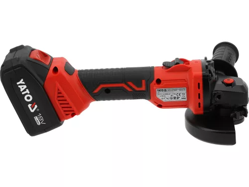 YATO YT-828252 Akkumulátoros sarokcsiszoló 18V 125mm szénkefe nélküli motorral (2x 4,0 Ah akku + töltő)