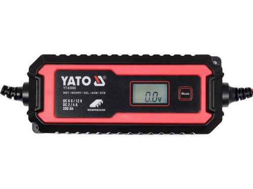 YATO YT-83000 Akkumulátor töltő 6/12 V 2/4 A max. 200 Ah LCD kijelző
