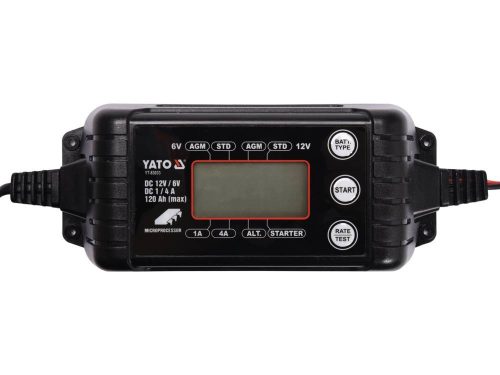 YATO YT-83033 Akkumulátor töltő 6/12 V 1/4 A max. 120 Ah LCD kijelző